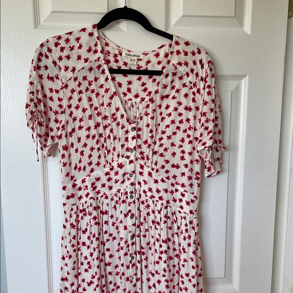Billabong Red and White Floral Midi Dress